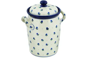 11" Jar with Lid and Handles - Blue Buds