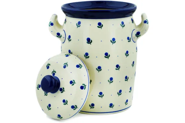 11" Jar with Lid and Handles - Blue Buds