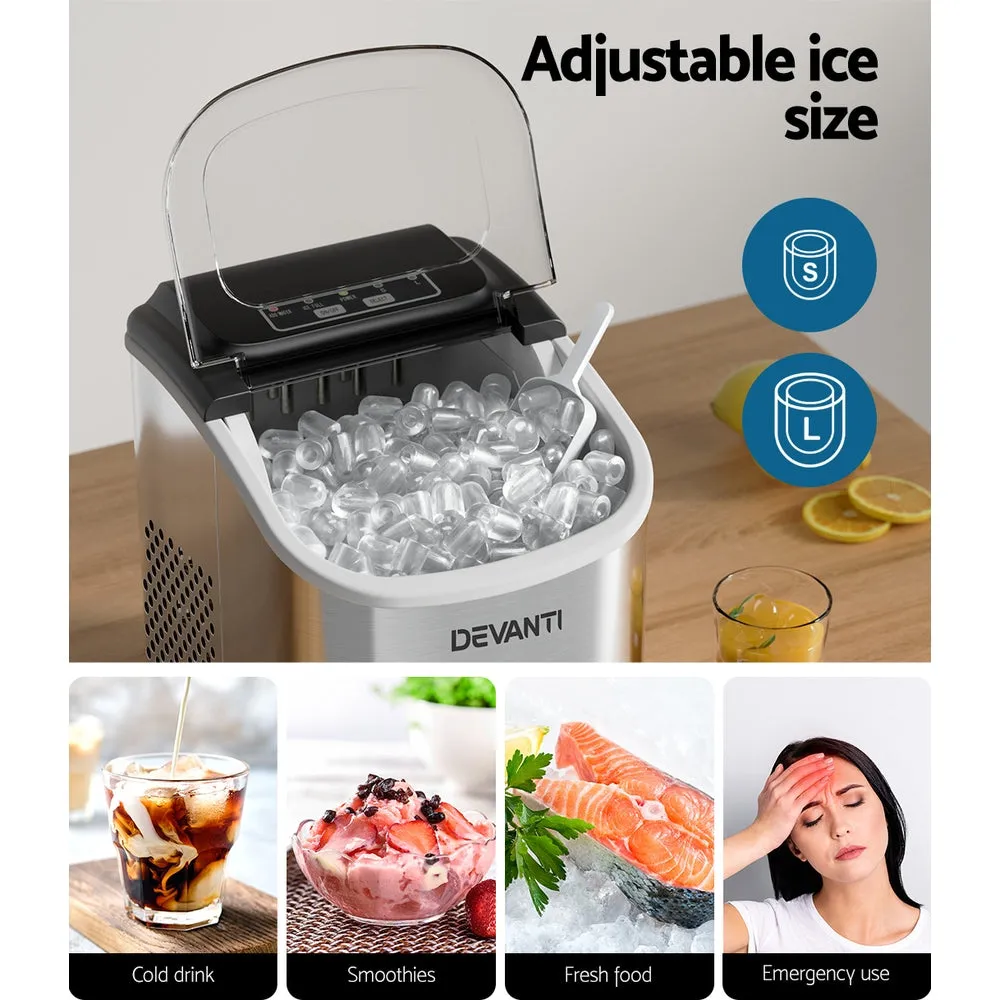 12kg Countertop Ice Maker 2 Sizes Self-Cleaning - Devanti