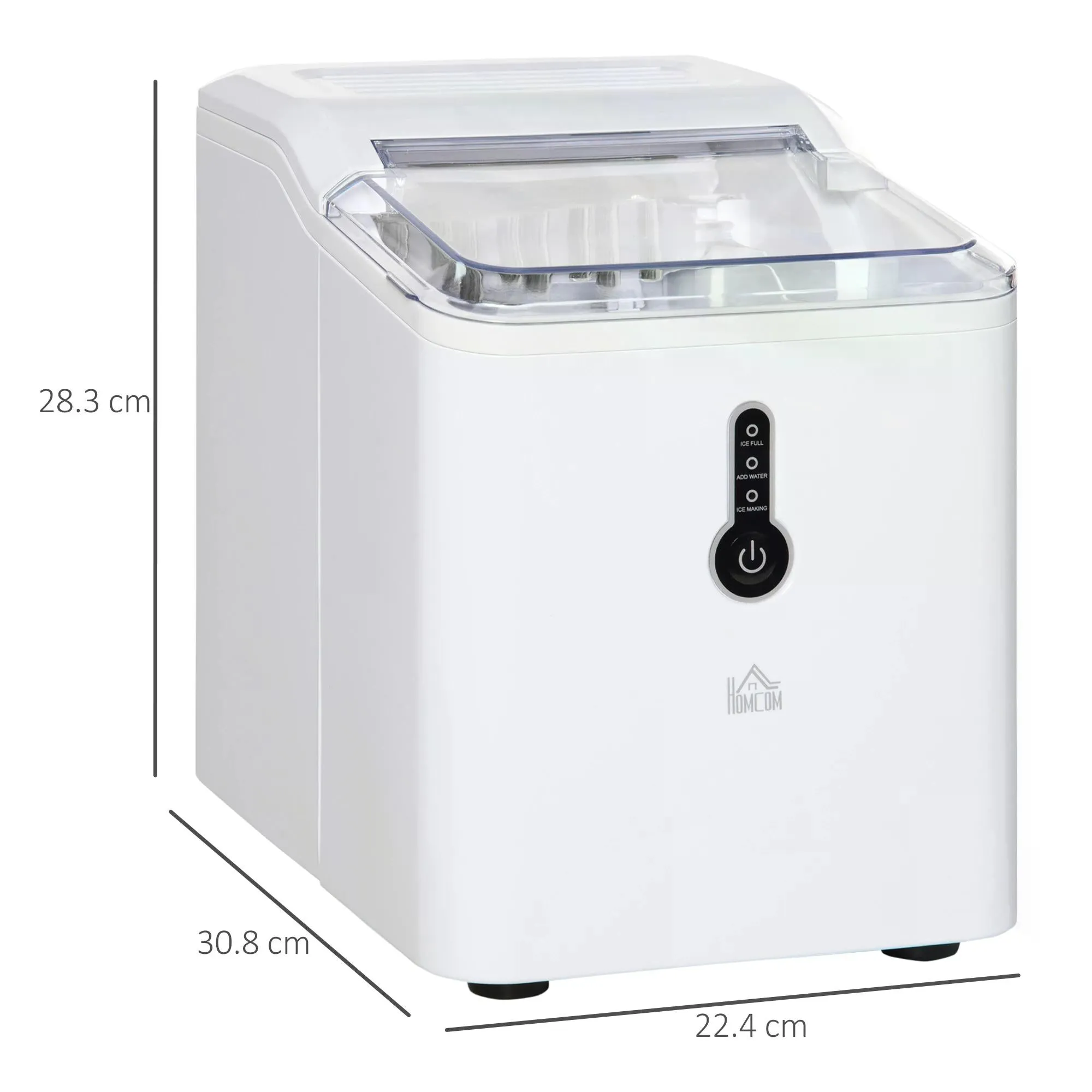 12kg Ice Maker Machine | Counter Top Cube | Home Drink Equipment | 1.5L Self Clean Function w/ Basket Freestanding Kitchen Office Dining-White