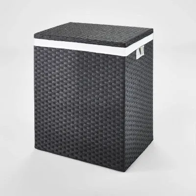 24" x 14" x 20" Lined Woven Hamper Black - Brightroom