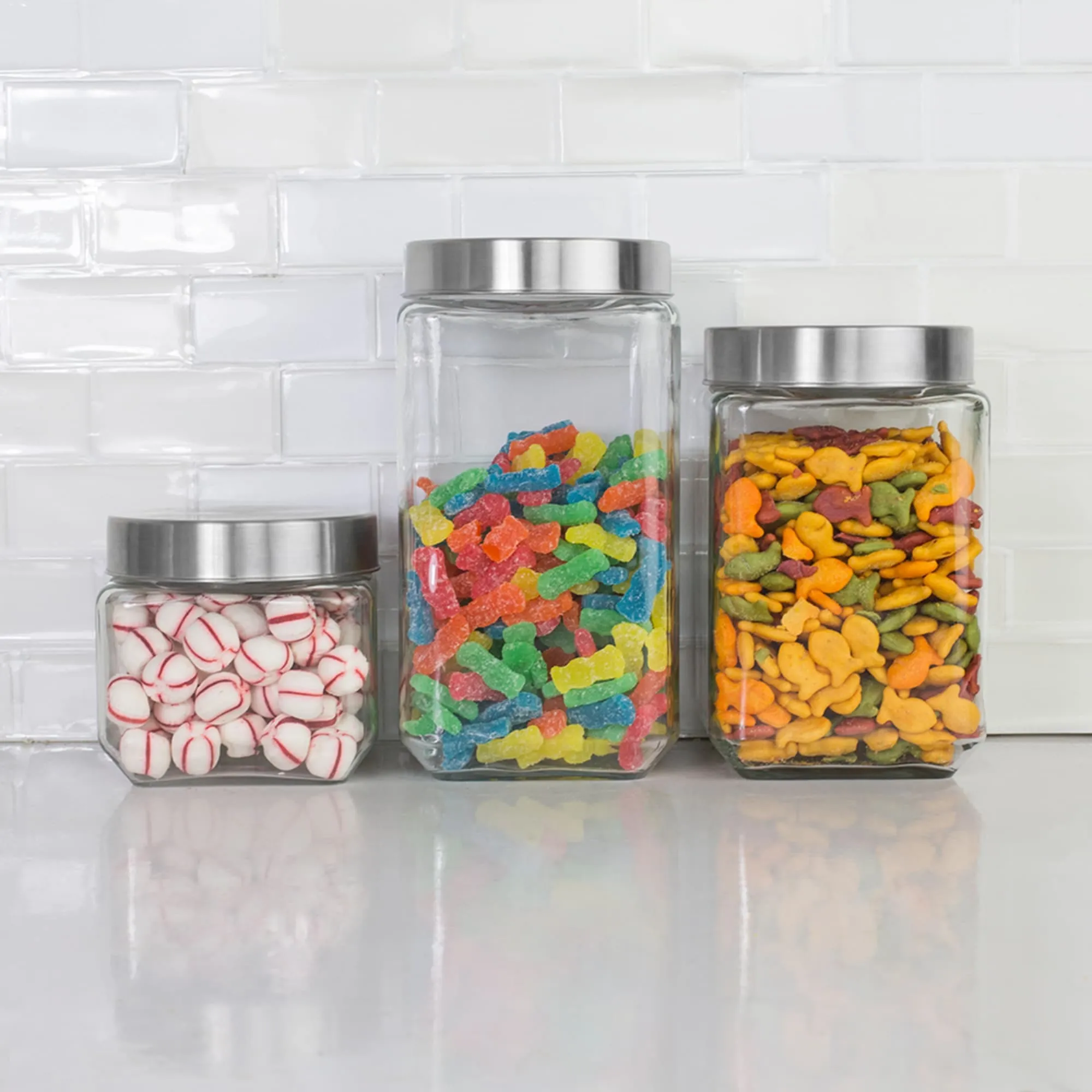 4 Piece Canister Set with Stainless Steel Lids