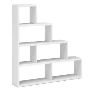 6 Cubes Ladder Shelf Corner Bookshelf Storage Bookcase-White