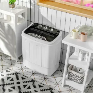 8 Lbs Compact Mini Twin Tub Washing Spiner Machine for Home and Apartment