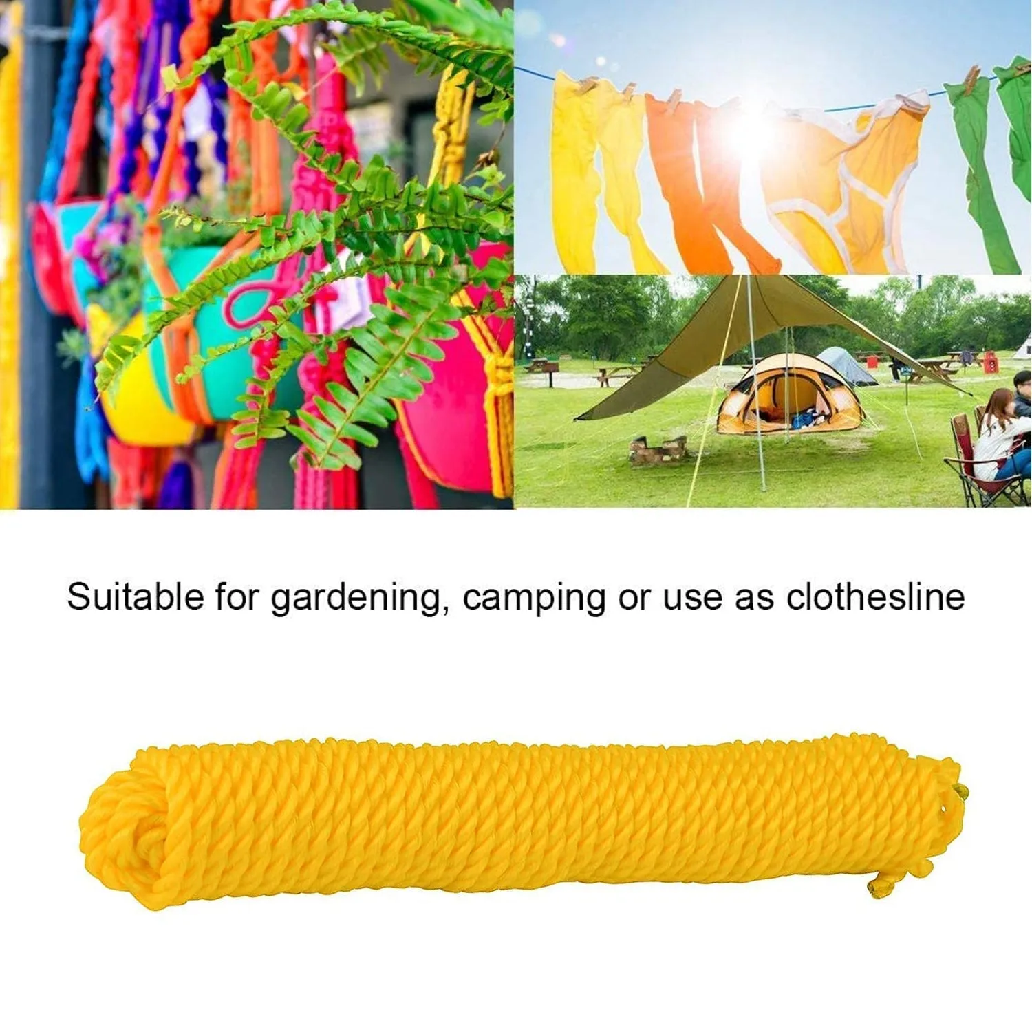 9116 3Meter Heavy Duty Laundry Drying Clothesline Rope Portable Travel Nylon Cord Sturdy Clothes Line for Outdoor, Camping, Indoor, Crafting, Art Projects