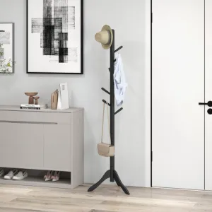 Adjustable Wooden Tree Coat Rack with 8 Hooks-Black