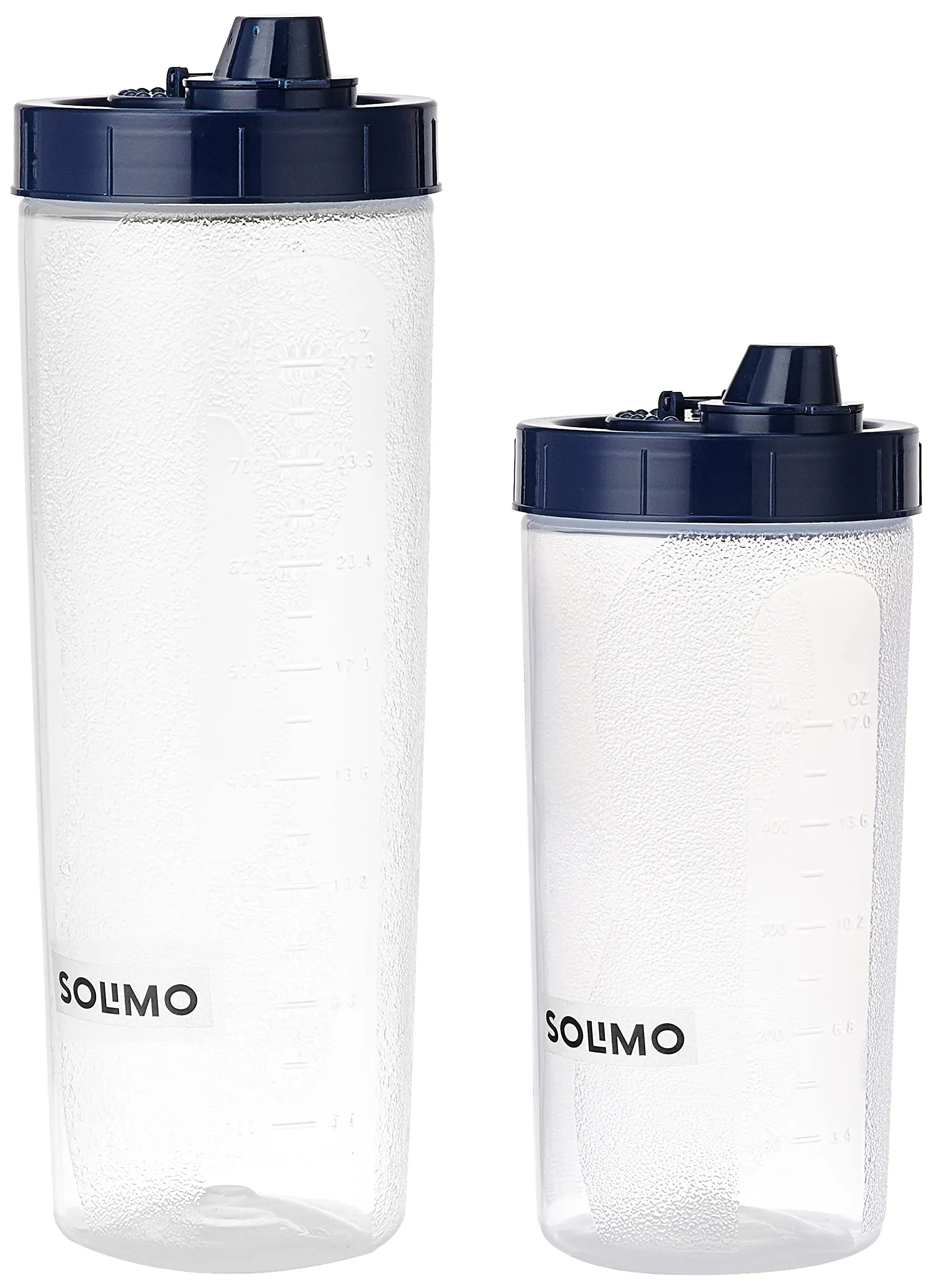 Amazon Brand - Solimo Plastic Oil Dispenser, Set of 2 (1 L and 750 ml), Dark Blue