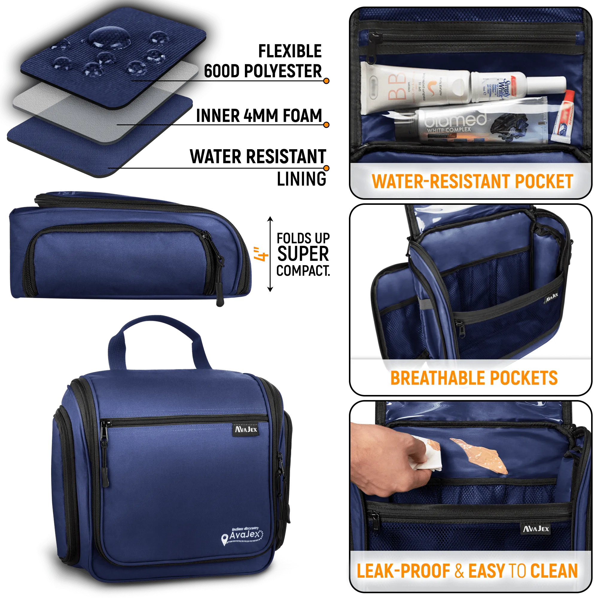 AvaJex Large Travel Toiletry Bag