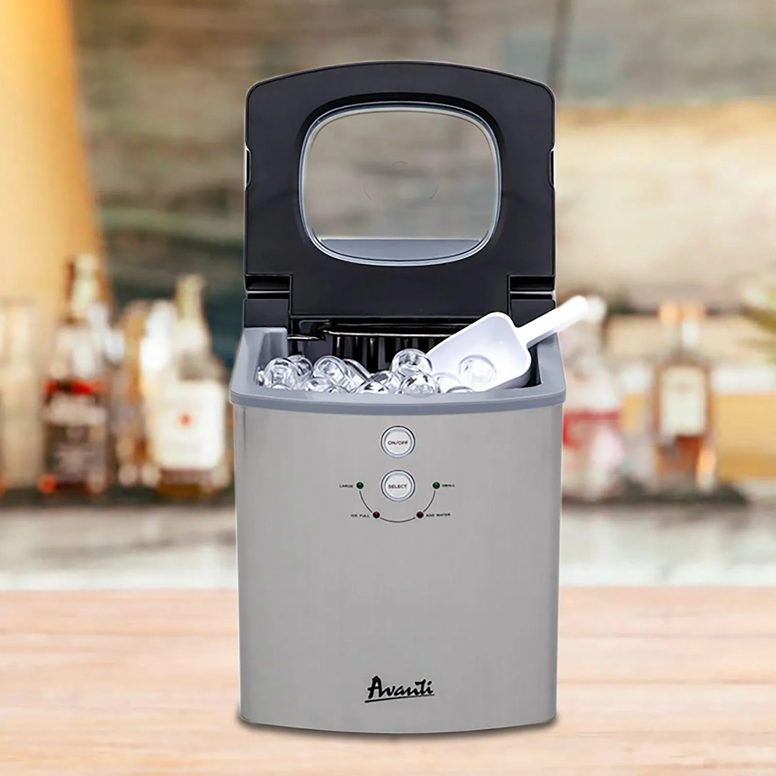 Avanti Portable Countertop Ice Maker - Black Stainless Steel / 33 lbs