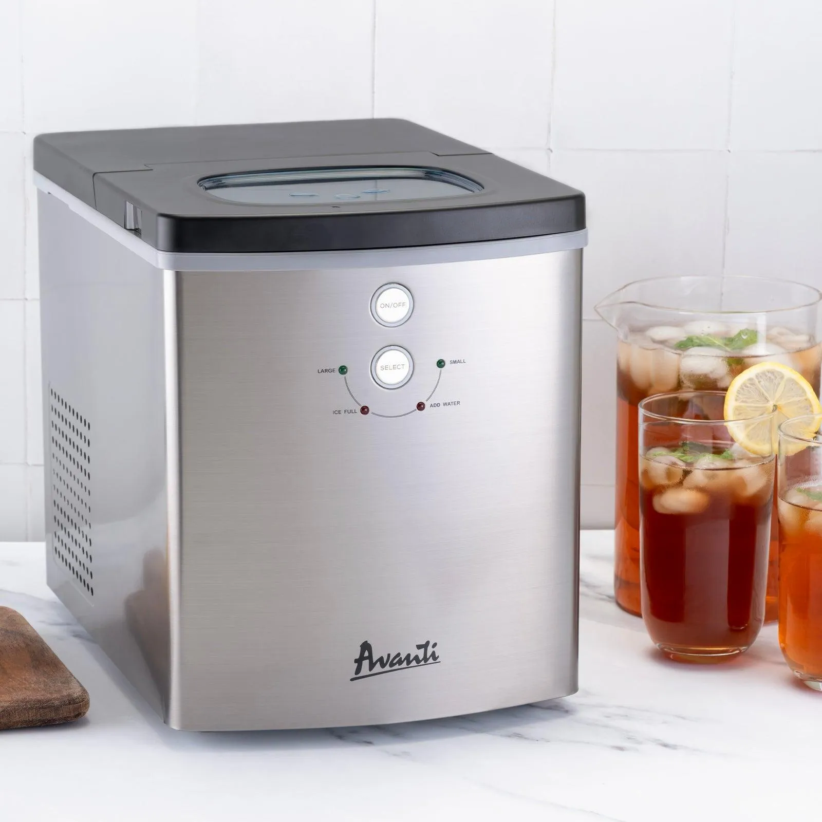 Avanti Portable Countertop Ice Maker - Black Stainless Steel / 33 lbs