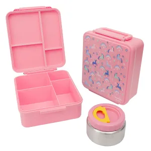 Bamboo Bark Lunch Box Pink Large Unicorn Print