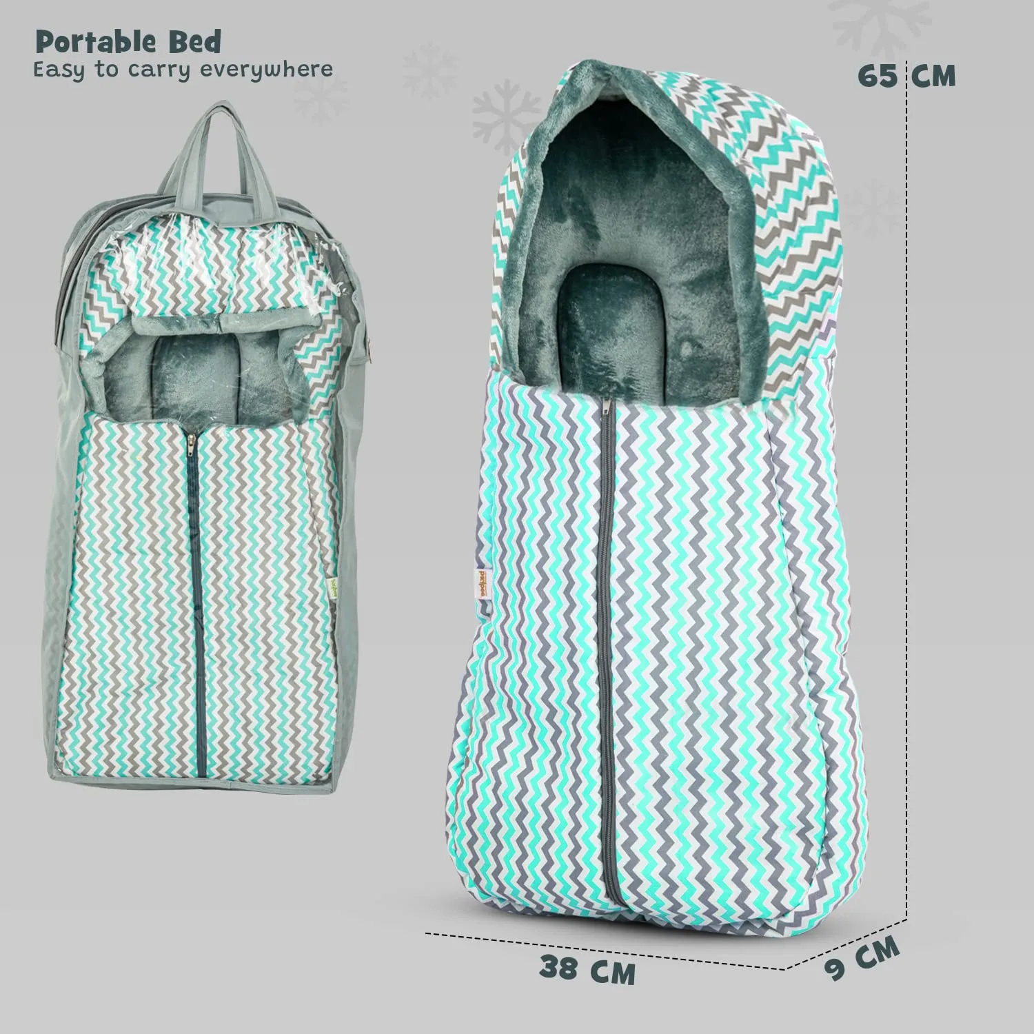 Baybee 3 in 1 Velvet Cotton Baby Bed Cum Carry Bed, Printed Baby Sleeping Bag-Baby Bed-Infant Portable Bassinet