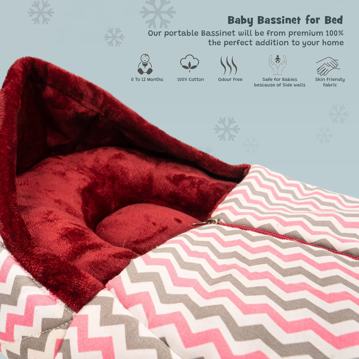 Baybee 3 in 1 Velvet Cotton Baby Bed Cum Carry Bed, Printed Baby Sleeping Bag-Baby Bed-Infant Portable Bassinet