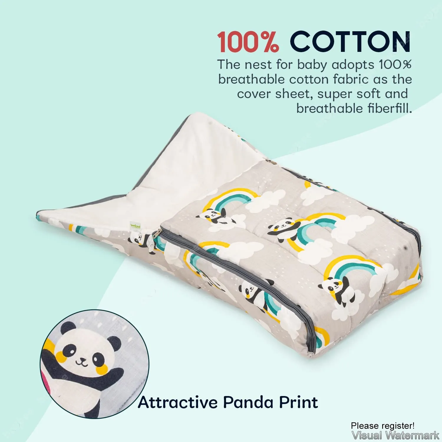 BAYBEE Little Pro Baby Carry Bag for Babies Portable Cotton Newborn Carry Bag with Zipper Panda Printed Comfo Soft Baby Bed Co-Sleeping Baby Bedding