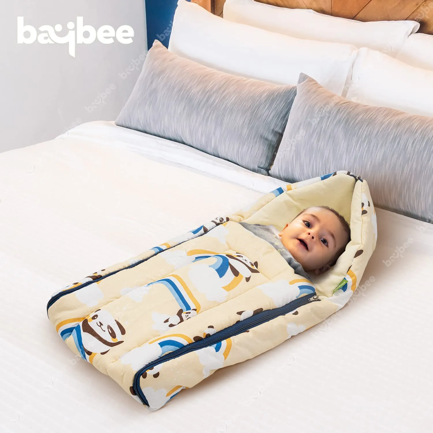 BAYBEE Little Pro Baby Carry Bag for Babies Portable Cotton Newborn Carry Bag with Zipper Panda Printed Comfo Soft Baby Bed Co-Sleeping Baby Bedding