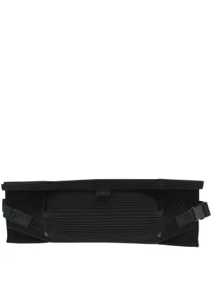 Black Plissé Effect Shoulder Bag