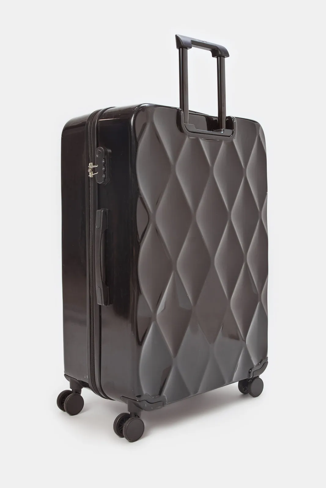 Black Textured Trolley Luggage 24 Inch