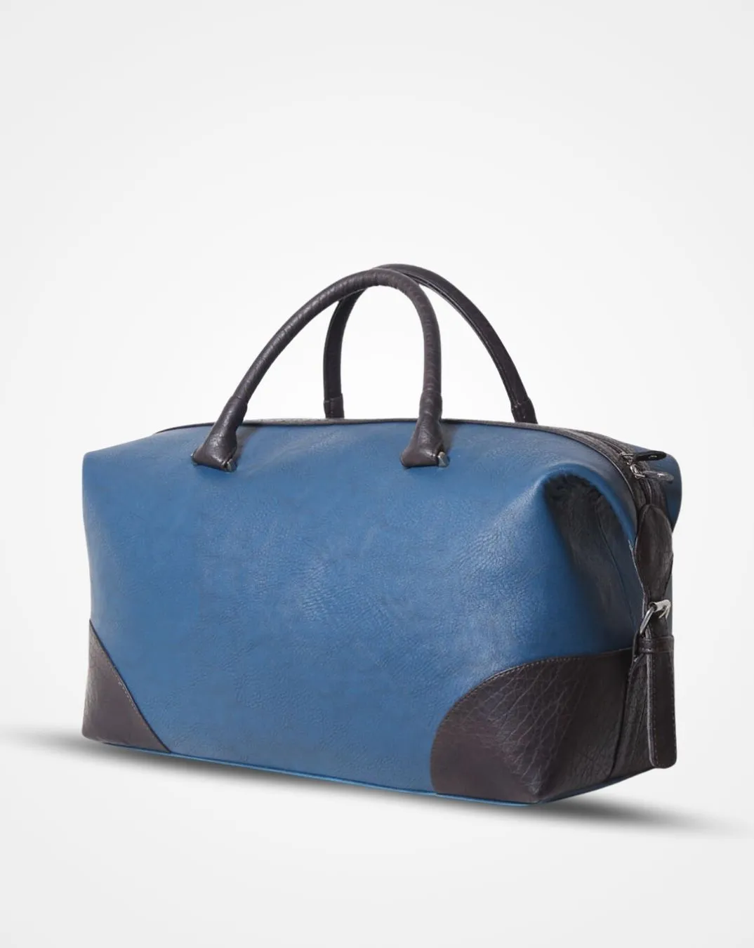 Blue and Black Leatherette Duffle / Luggage Bag