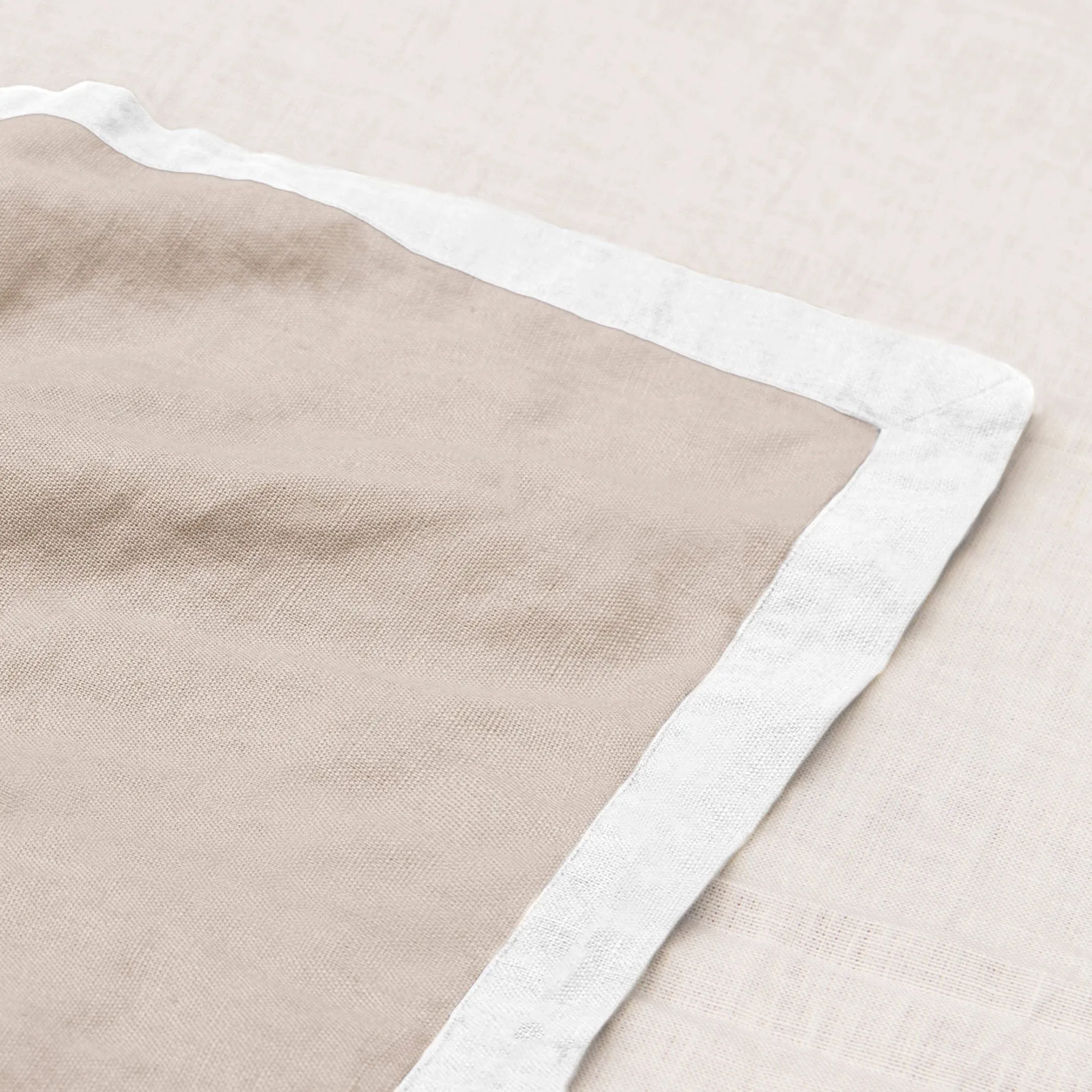 Bordered Linen Bath Mat