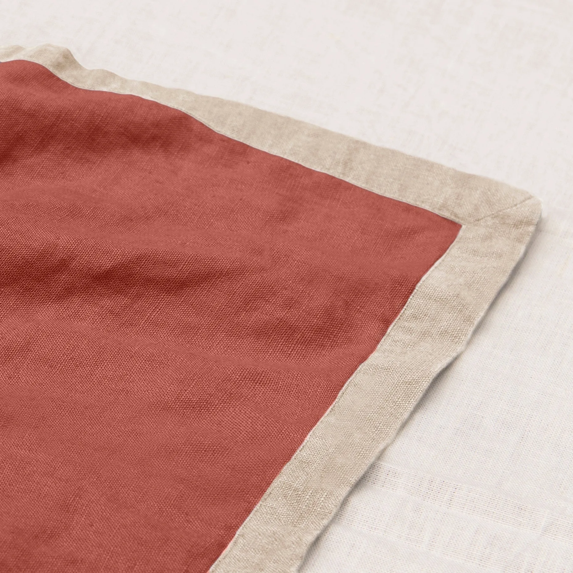 Bordered Linen Bath Mat