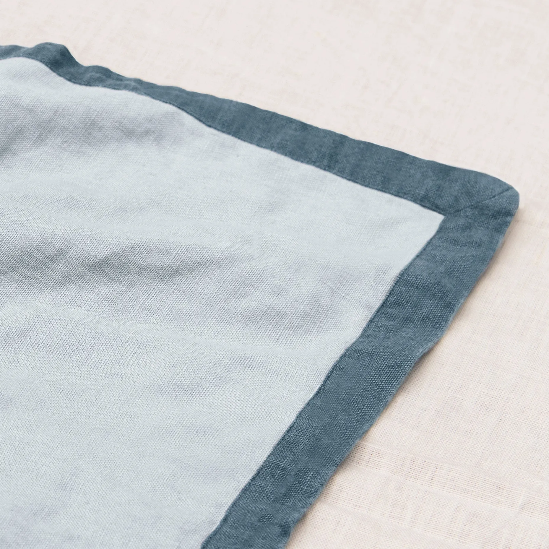 Bordered Linen Bath Mat