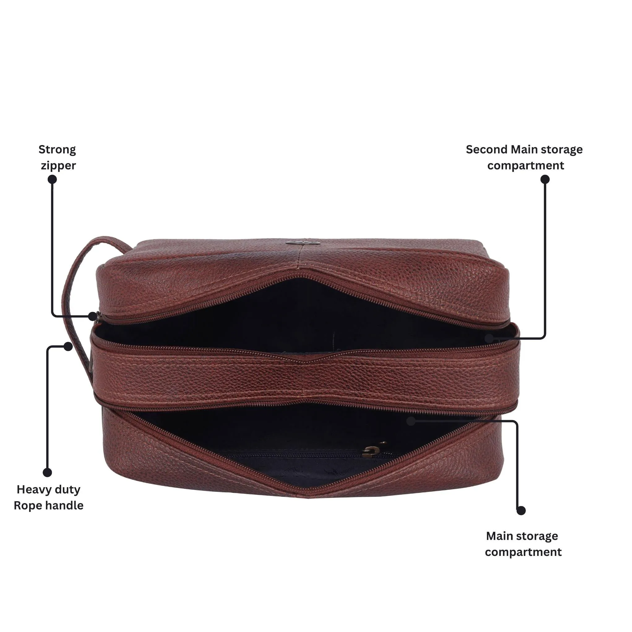 BRANDON Leather Toiletry Bag For Men & Women