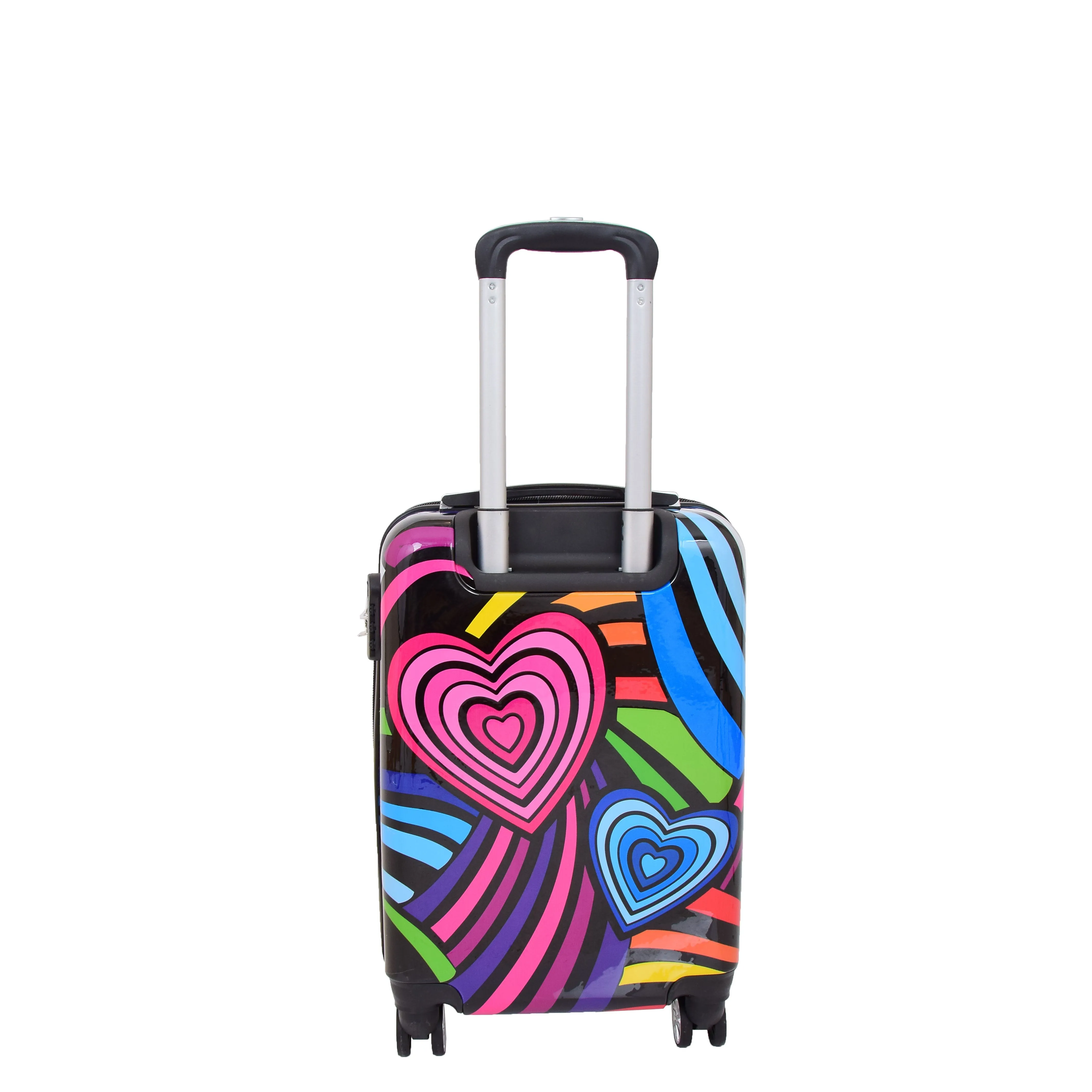 Cabin Size Suitcase Multicolour Hearts Travel Bag 4 wheel Hand Luggage A20S