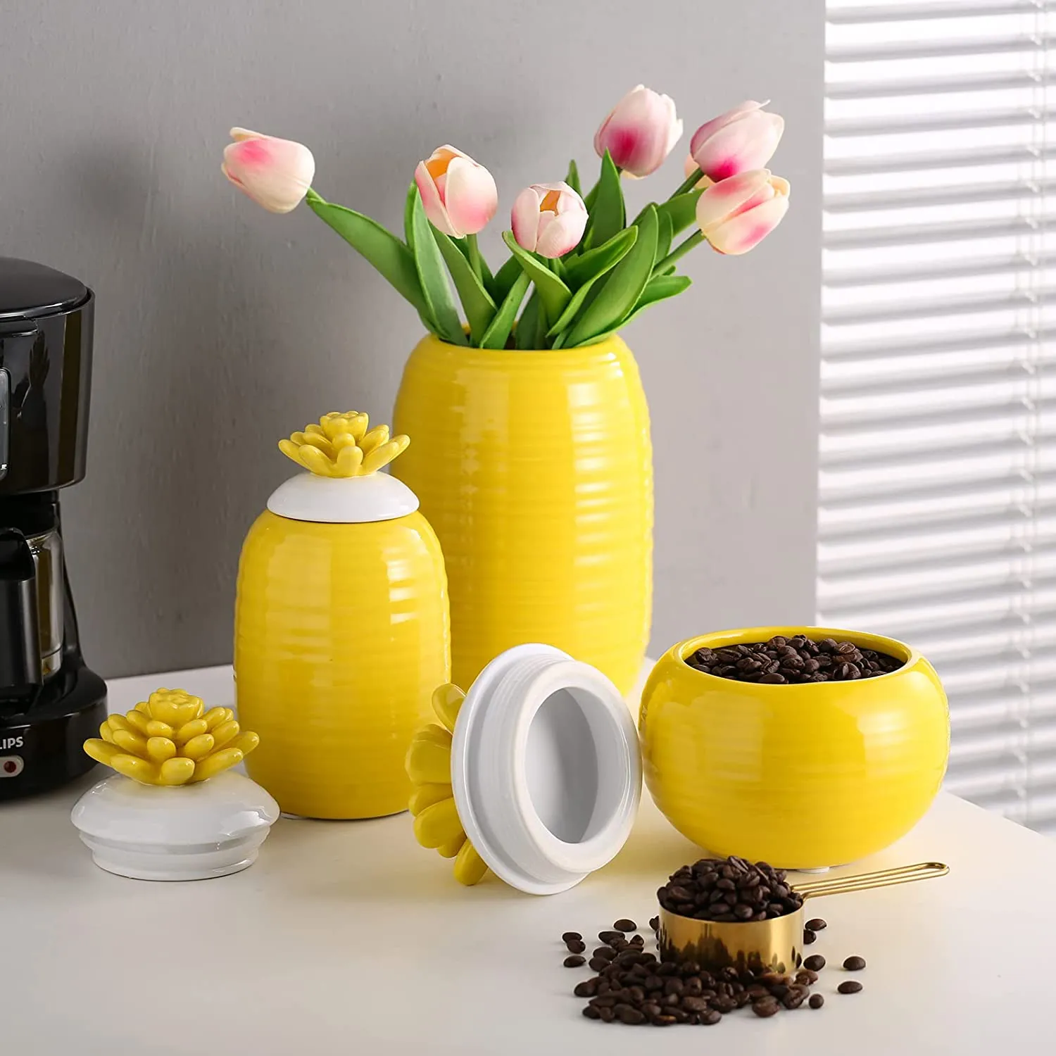 Ceramic Food Storage Jar with Airtight Lid Food Container Set