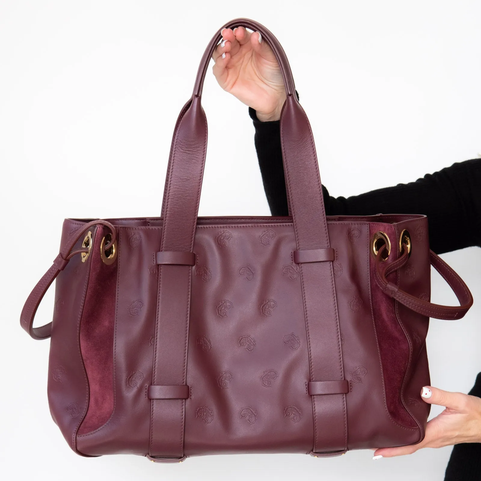 Chloe Large Burgundy Leather And Suede Shoulder Bag