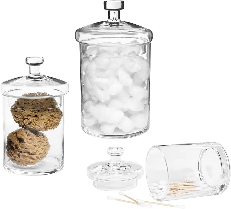 Clear Glass Apothecary Jar Canisters with Lids, Set of 3