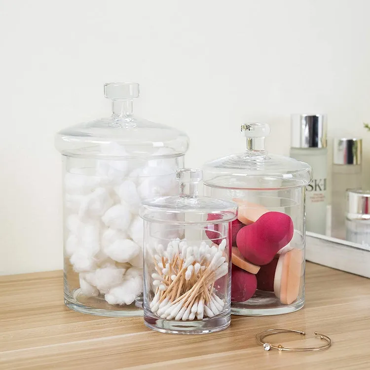 Clear Glass Apothecary Jar Canisters with Lids, Set of 3