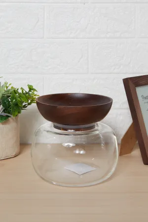 Clear Glass Plain Canister Jar With Wooden Lid