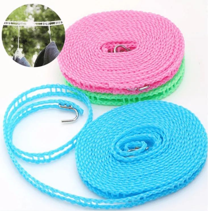 Clothes Drying Rope, Adjustable for Indoor Outdoor Laundry Clothesline, Portable Travel Clothesline, Windproof Clothes Line Hanger for Camping Travel