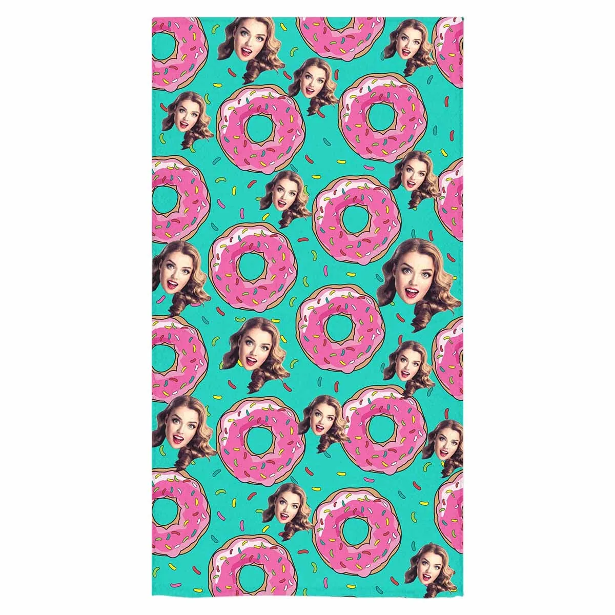 Custom Face Beach Towel  Donut