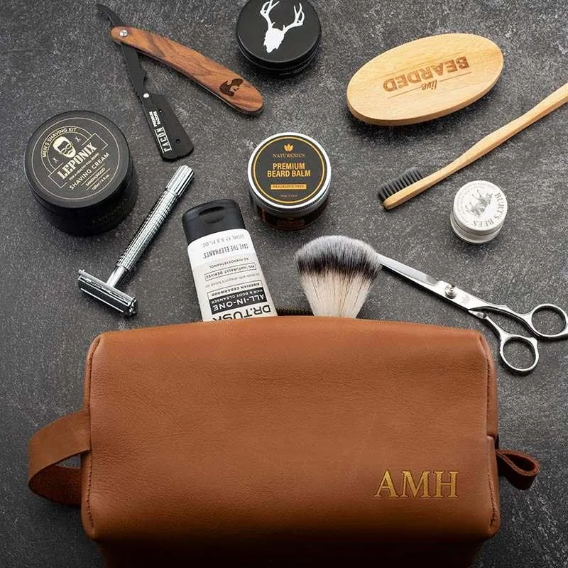 Custom Leather Toiletry Bag