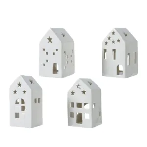 Decoris 16cm Porcelain Christmas House Tealight Holder