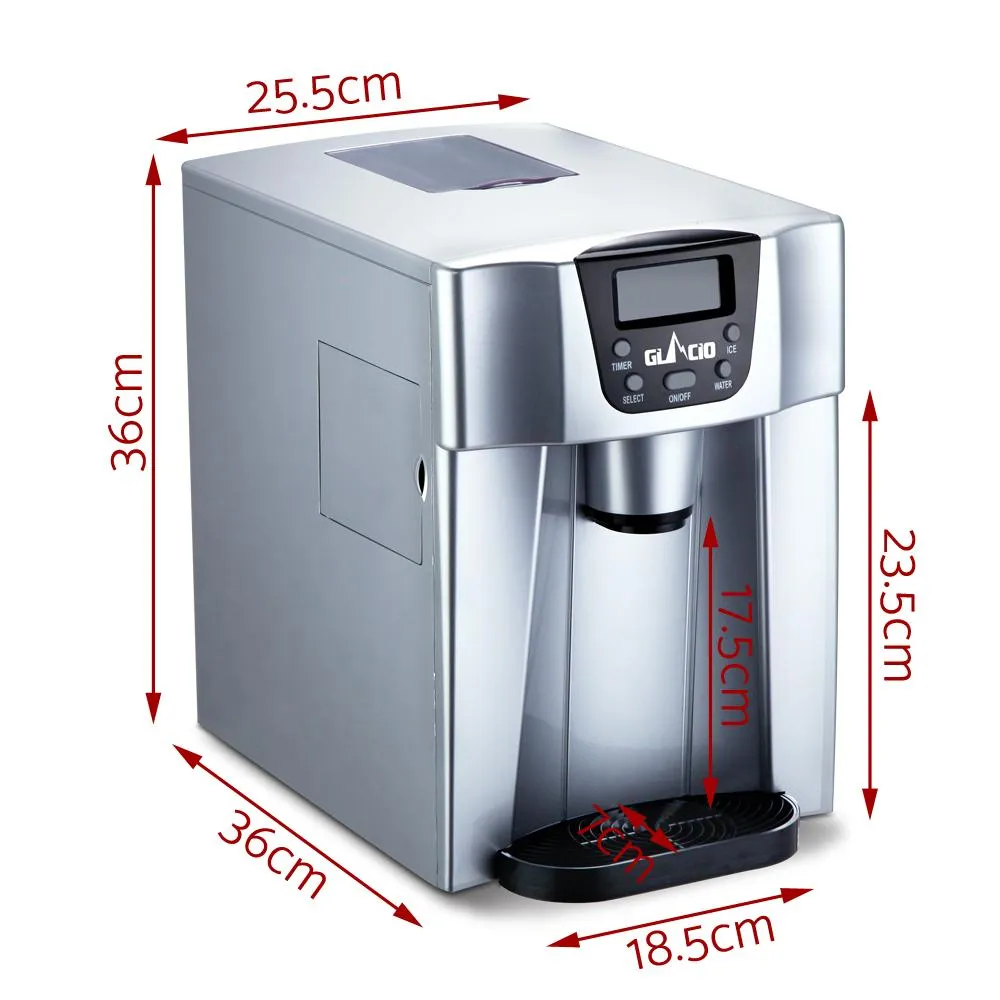 Devanti 2L Portable Ice Cuber Maker & Water Dispenser - Silver