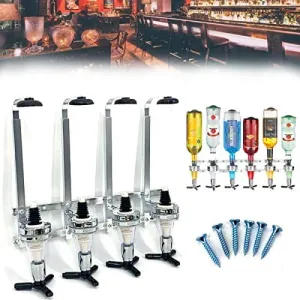 DOMINTY 4-Bottle Wall Mounted Liquor Dispenser Wine Dispenser Machine Bar Butler Drinking Pourer Home Bar Tools for Beer, Soda, Coke and Fizzy