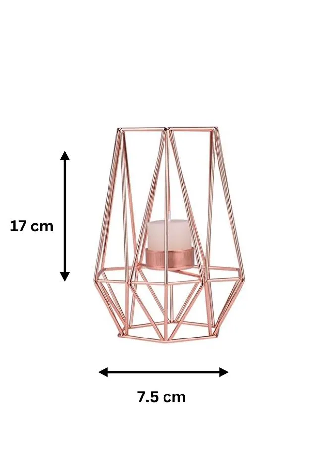 Elegant Metal Candle Holder - Stylish and Functional Home Decor Accent (Rose Gold)