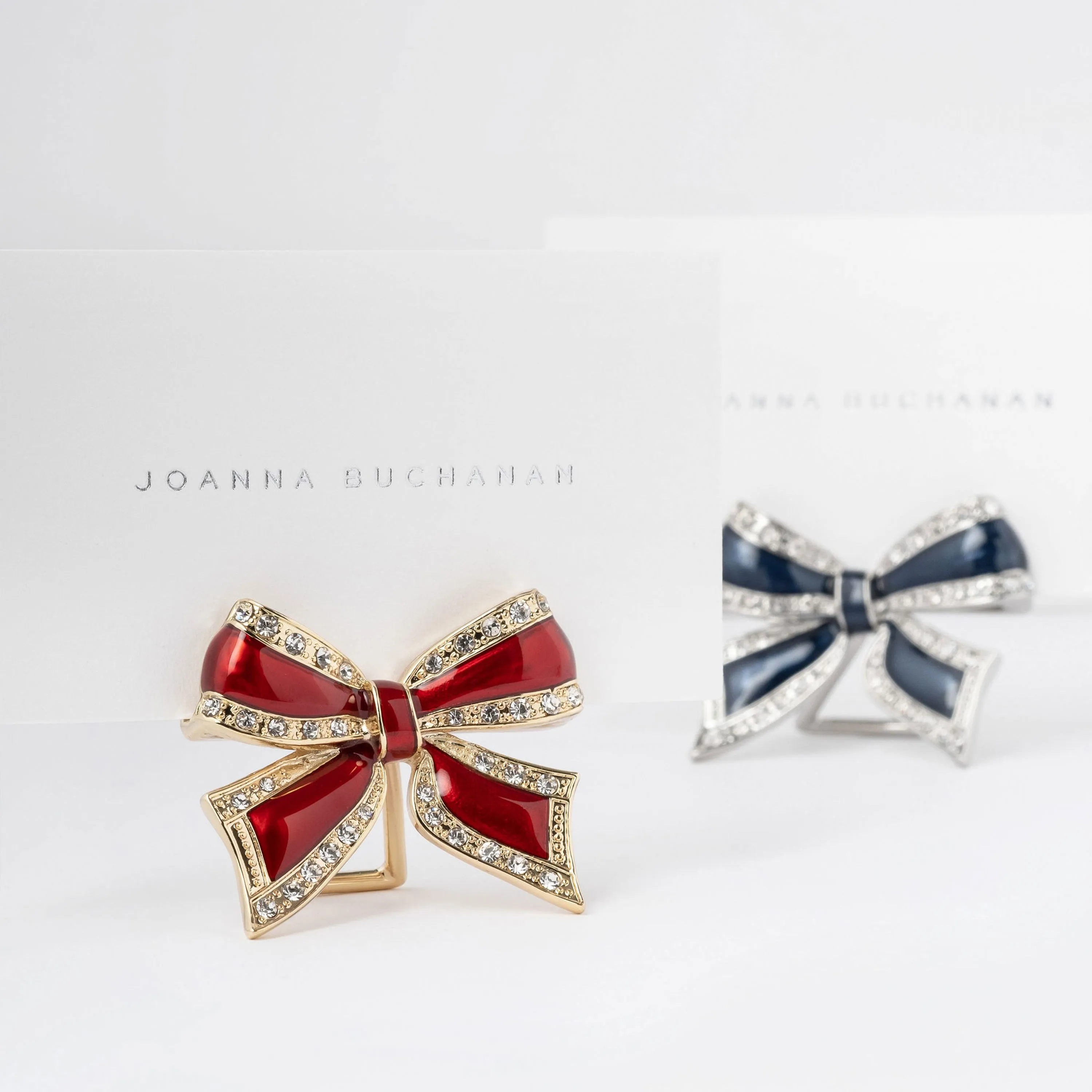 Enamel Bow Place Card Holders | Navy