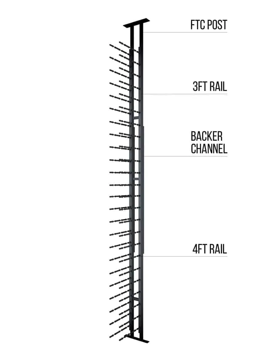 Floor to Ceiling Mounted Wine Rack Display — 1-sided (21-63 Bottles)