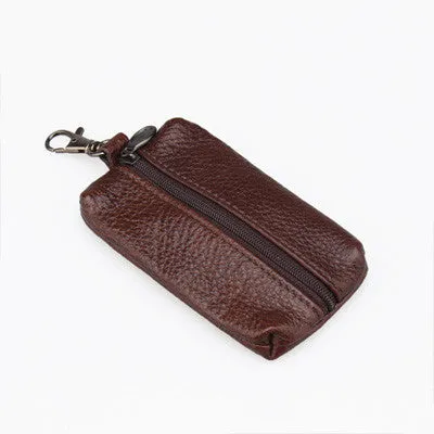 Genuine Leather Key Holder Car Key Wallets Men Keys Organizer Housekeeper Women Keychain Covers Zipper Key Case Bag Pouch Purse