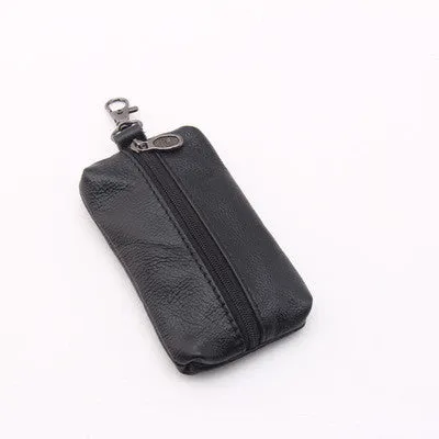 Genuine Leather Key Holder Car Key Wallets Men Keys Organizer Housekeeper Women Keychain Covers Zipper Key Case Bag Pouch Purse