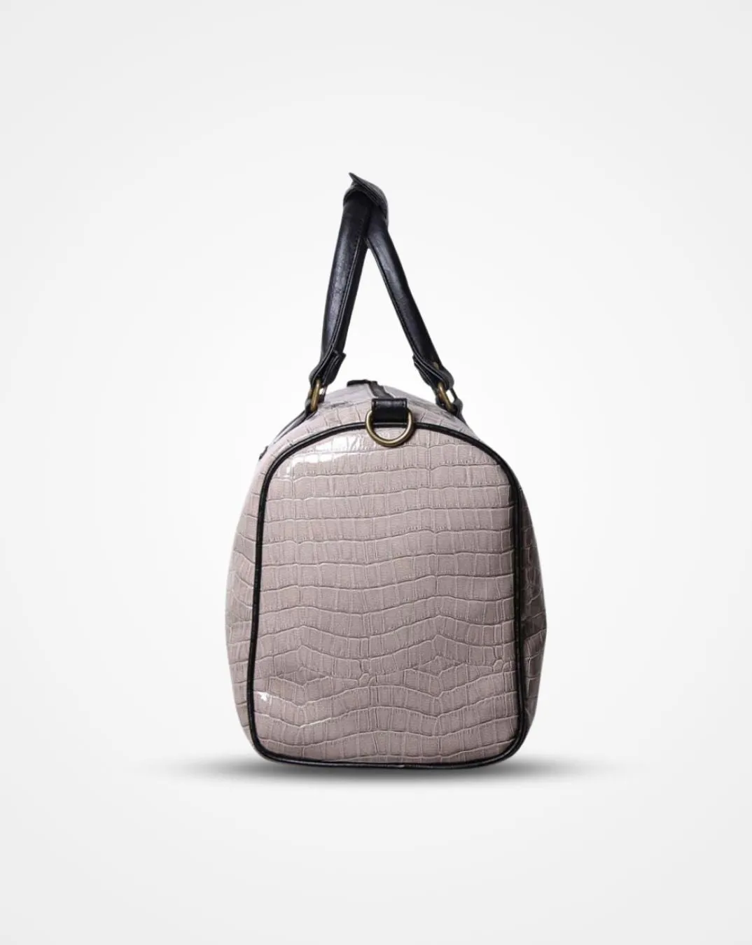 Grey Croc Print and Black Duffel / Luggage Bag