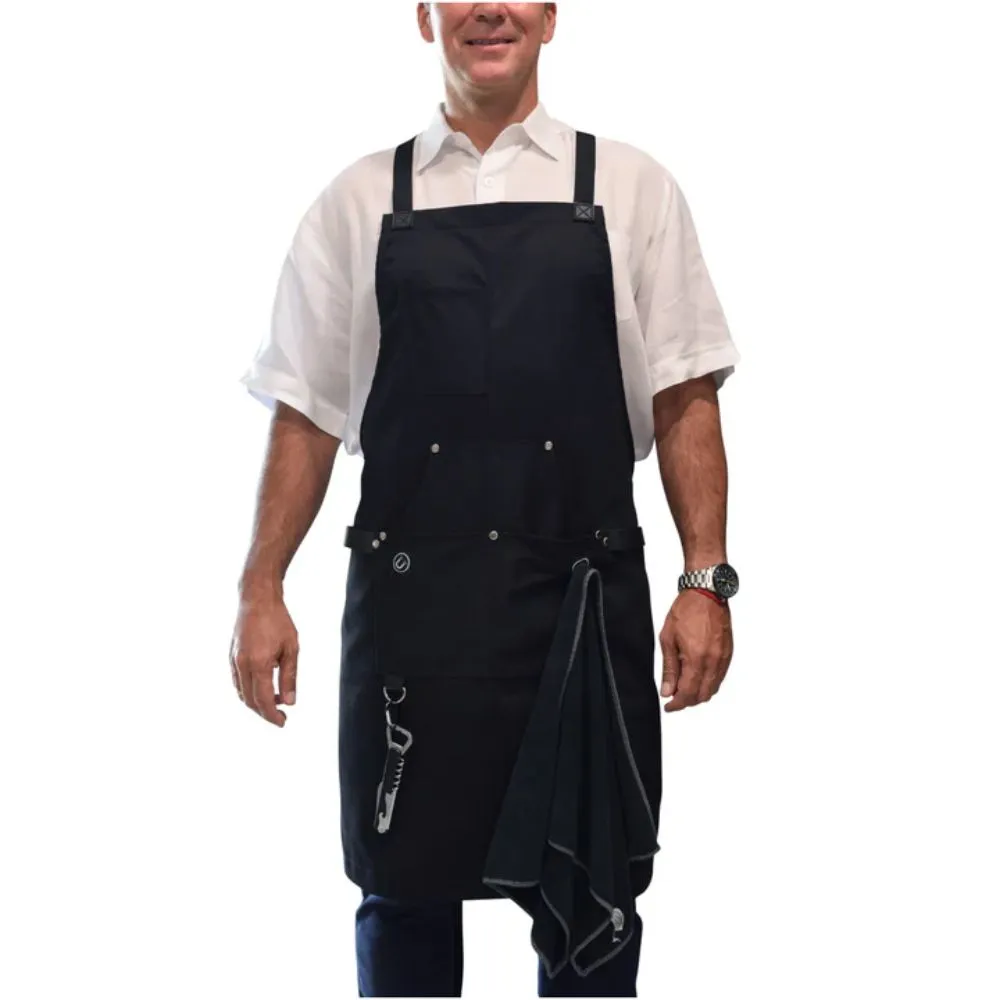 Grillnovations Black Apron with Magnet & Wine Opener