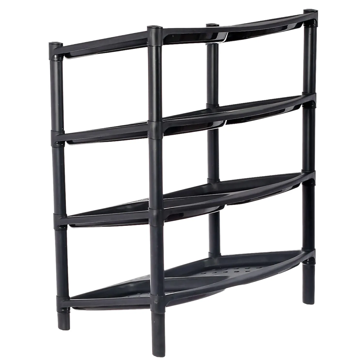 Heart Home 4-Tier Plastic Shoe Rack/Shelf/Organizer (Black)-46HH0517