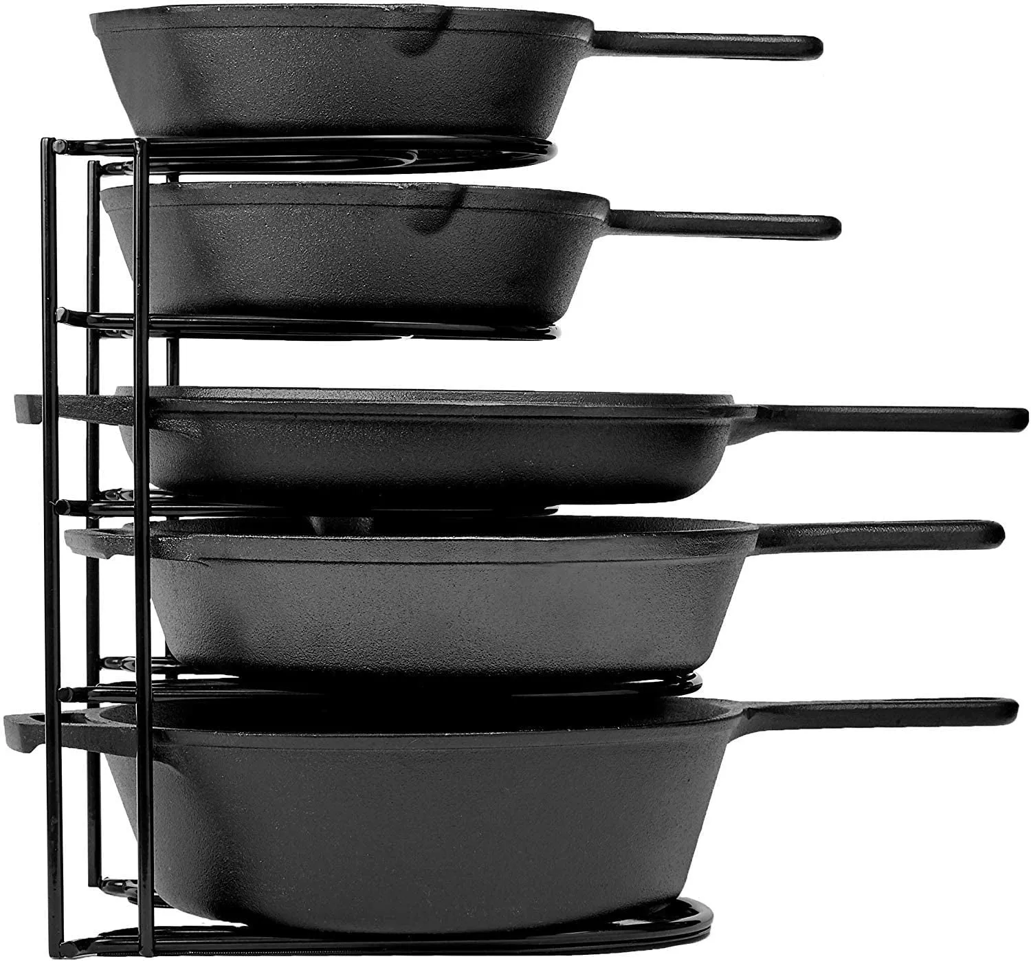 Heavy Duty Pan Organizer for Cast Iron Skillets, Griddles and Pots - Holds up to 50 LBS- No Assembly Required