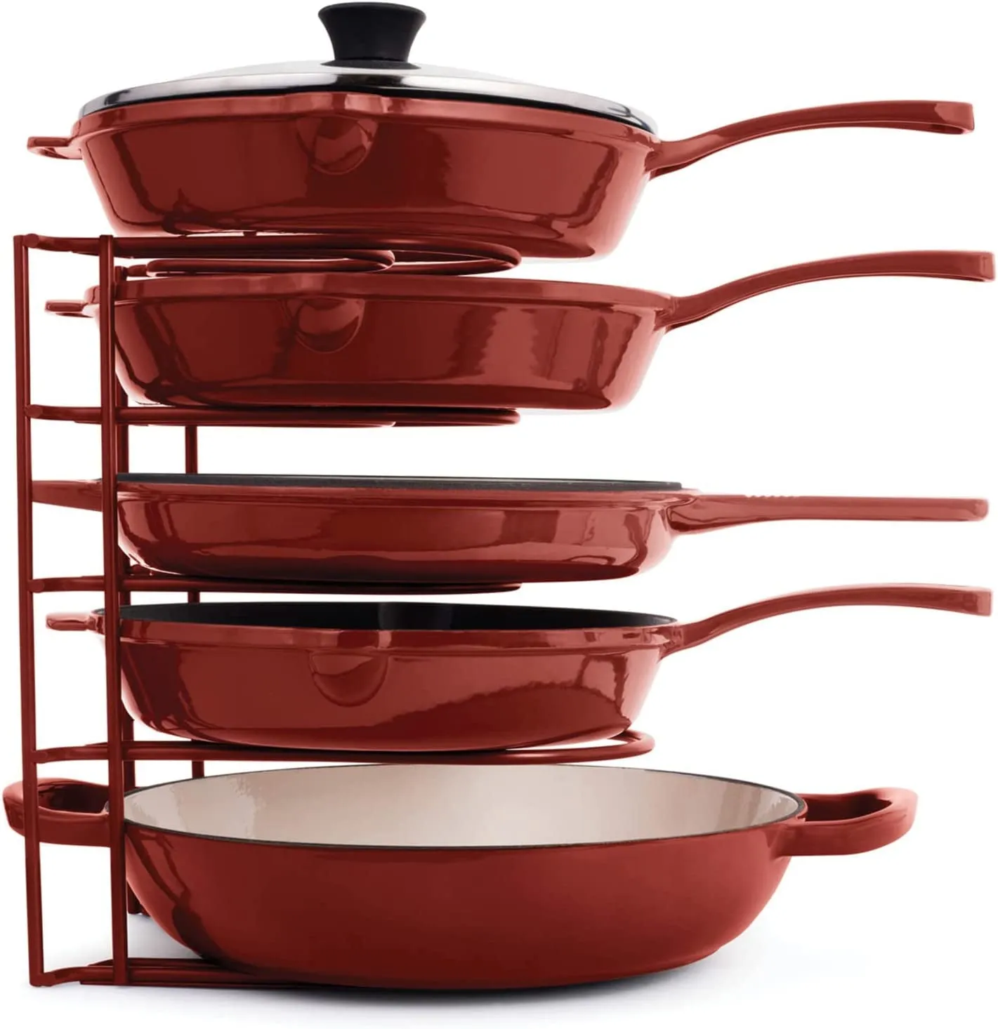 Heavy Duty Pan Organizer for Cast Iron Skillets, Griddles and Pots - Holds up to 50 LBS- No Assembly Required