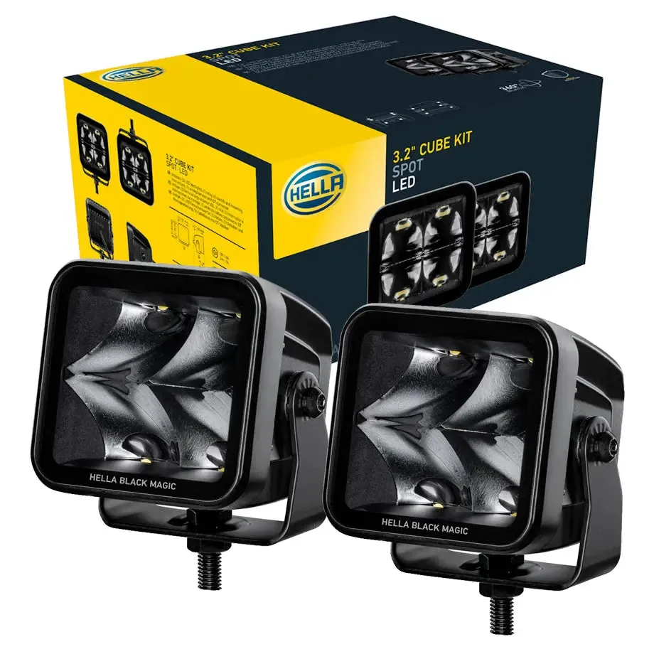 Hella Black Magic 3.2" Cube LED Spot Light Kit