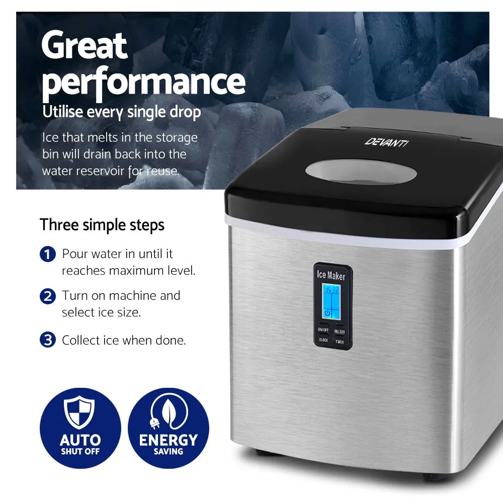 High-Capacity 3.2L Ice Maker, 15kg/day - Devanti